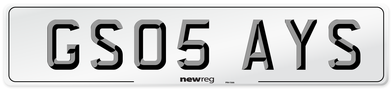 GS05 AYS Number Plate from New Reg